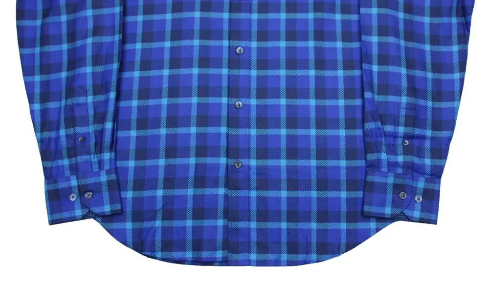 Bugatchi Uomo Shirt Mens M Classic Fit Cotton Blue Plaid Long Sleeve